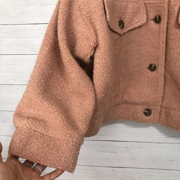 Zara pink Teddy coat faux shearling coat jacket - Picture 4 of 7